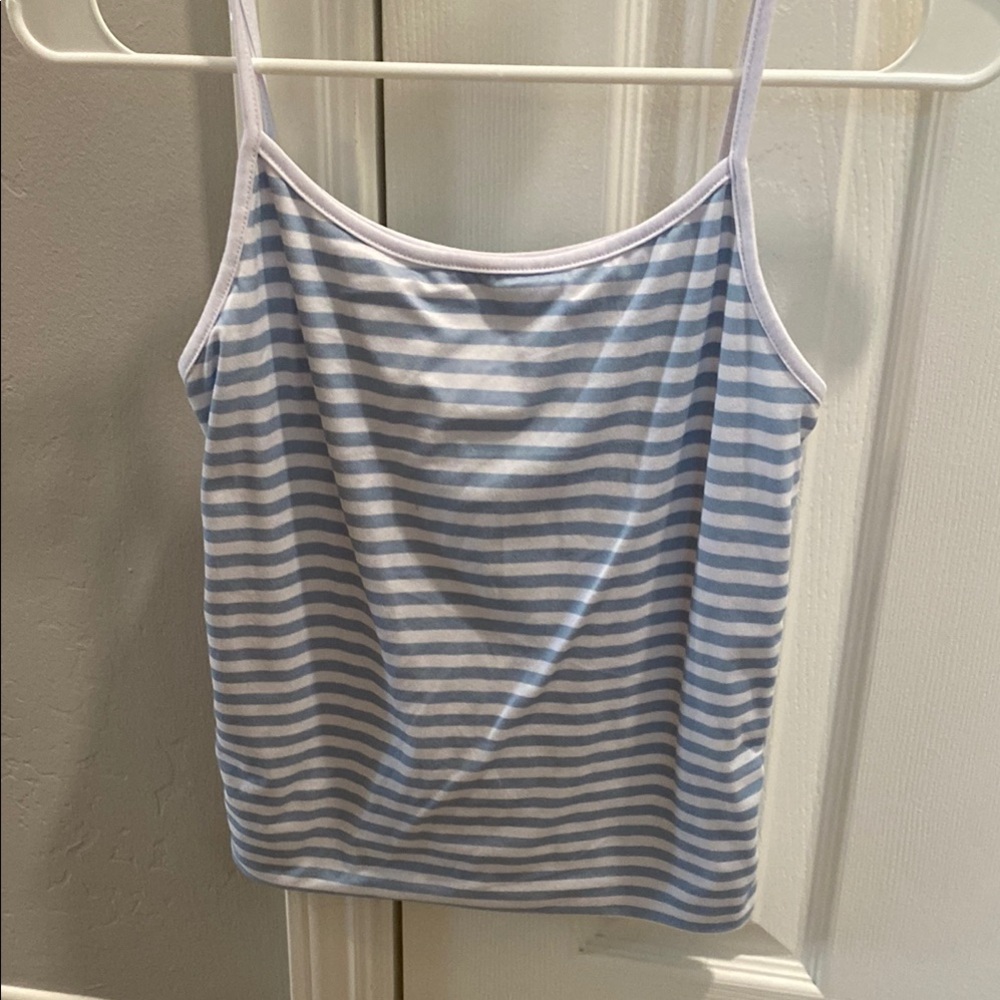 Amazon Blue and White Striped Tank Top